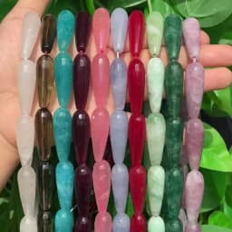 10x30mm Faceted Water Drop Shape Stone Natural Smoky Quartz Angelite Garnet Agates Loose Beads for Jewelry Making DIY Bracelet