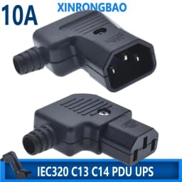 Black Elbow IEC320 C13 C14 Power Cord Wiring Power Plug Assemble IEC Connector Outlet PDU UPS Electrical AC Socket Plug 10A 250V