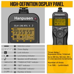 Hanpusen TR90 Camera Time Lapse Intervalometer LCD Timer Remote For Selected Canon Nikon Sony Fujifilm Olympus Pentax Cameras
