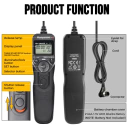 Hanpusen TR90 Camera Time Lapse Intervalometer LCD Timer Remote For Selected Canon Nikon Sony Fujifilm Olympus Pentax Cameras