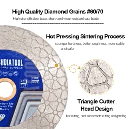 SHDIATOOL Diamond Cutting Disc 105/115/125mm Triangle Double Sided Grinding Wheel Saw Blade Ceramic Tile Porcelain Marble