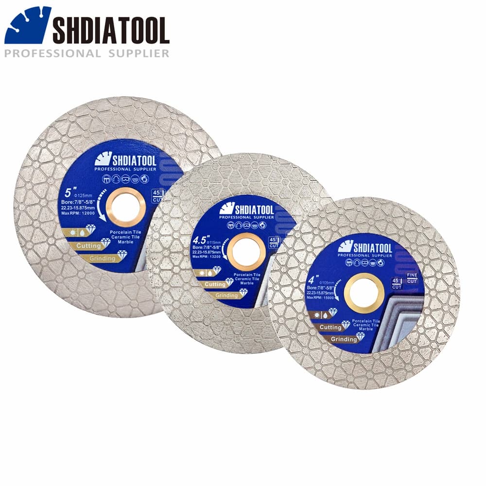 SHDIATOOL Diamond Cutting Disc 105/115/125mm Triangle Double Sided Grinding Wheel Saw Blade Ceramic Tile Porcelain Marble
