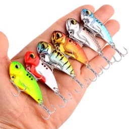 6pcs Metal VIB Fishing Lures 7.3g 10g 14g 20g Vivid Vibrations Spoon Lure Bass Artificial Hard Bait Cicada Lure VIB Bait 3D Eyes