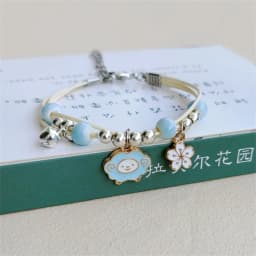 Korean Cute Cartoon Rabbit Flower Pendant Bracelets For Women Fashion Charm Bell Butterfly Cat Bracelet Friendship Jewelry