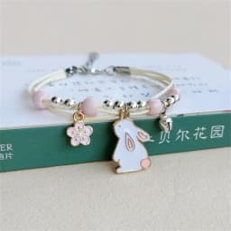 Korean Cute Cartoon Rabbit Flower Pendant Bracelets For Women Fashion Charm Bell Butterfly Cat Bracelet Friendship Jewelry