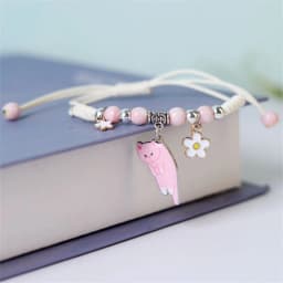 Korean Cute Cartoon Rabbit Flower Pendant Bracelets For Women Fashion Charm Bell Butterfly Cat Bracelet Friendship Jewelry