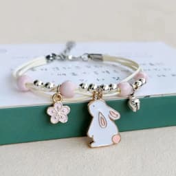 Korean Cute Cartoon Rabbit Flower Pendant Bracelets For Women Fashion Charm Bell Butterfly Cat Bracelet Friendship Jewelry
