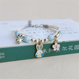 Korean Cute Cartoon Rabbit Flower Pendant Bracelets For Women Fashion Charm Bell Butterfly Cat Bracelet Friendship Jewelry