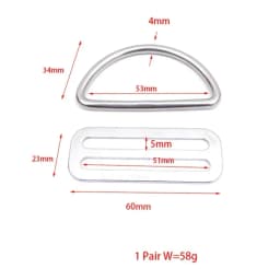 1/2 Pair Scuba Diving D Ring Buckle+Stainless Steel Webbing Belt Keeper For Side Mount Cylinder Latches Scuba Diving Accessories
