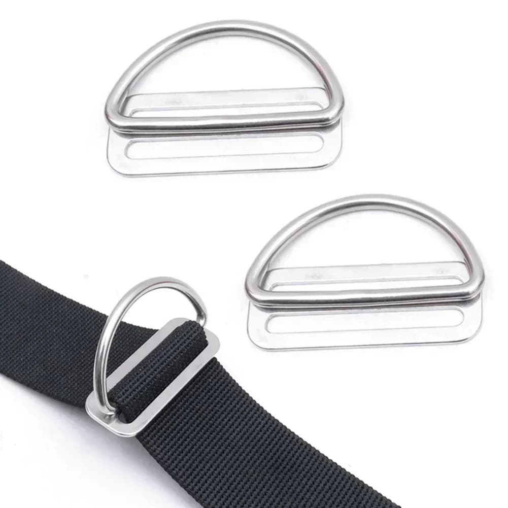 1/2 Pair Scuba Diving D Ring Buckle+Stainless Steel Webbing Belt Keeper For Side Mount Cylinder Latches Scuba Diving Accessories
