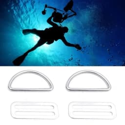 1/2 Pair Scuba Diving D Ring Buckle+Stainless Steel Webbing Belt Keeper For Side Mount Cylinder Latches Scuba Diving Accessories