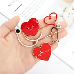 Heartbeat Stethoscope Enamel Pins Custom Electrocardiogram Medical Brooch Lapel Badge Bag Cartoon Jewelry Gift for Kids Friends