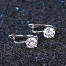 Huitan Simple Classic Silver Color Hoop Earrings for Women 4 Claw Design Cubic Zirconia Crystal Earrings Timeless Style Jewelry