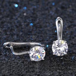 Huitan Simple Classic Silver Color Hoop Earrings for Women 4 Claw Design Cubic Zirconia Crystal Earrings Timeless Style Jewelry
