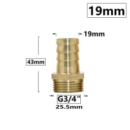 14/16/19/25mm Brass Hose Connector 1/2 3/4" Male Thread Tube Barb Fitting Copper Water Oil and Air Pipe Coupler