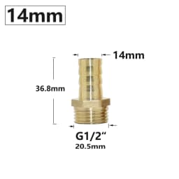 14/16/19/25mm Brass Hose Connector 1/2 3/4" Male Thread Tube Barb Fitting Copper Water Oil and Air Pipe Coupler