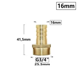 14/16/19/25mm Brass Hose Connector 1/2 3/4" Male Thread Tube Barb Fitting Copper Water Oil and Air Pipe Coupler