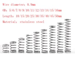 10pcs/Lot 0.9mm Stainless Steel Micro Small Compression Spring OD 5/6/7/8/9/10/11/12/13/14/15/16mm Length 5mm to 50mm
