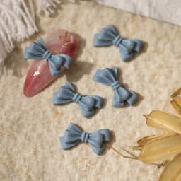 50pcs Long Pink Resin Bow Nail Art Charm 3D Kawaii Frosted Fairy Nail Bows Decor Parts DIY Japanese Design Nail Accessories