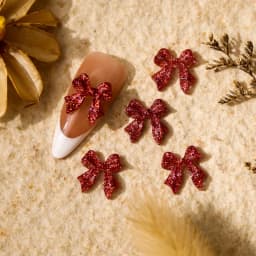 50pcs Long Pink Resin Bow Nail Art Charm 3D Kawaii Frosted Fairy Nail Bows Decor Parts DIY Japanese Design Nail Accessories