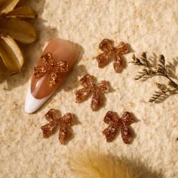 50pcs Long Pink Resin Bow Nail Art Charm 3D Kawaii Frosted Fairy Nail Bows Decor Parts DIY Japanese Design Nail Accessories