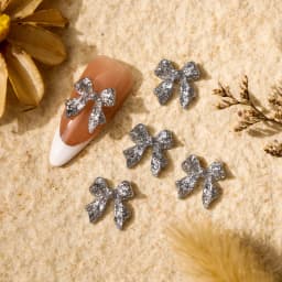 50pcs Long Pink Resin Bow Nail Art Charm 3D Kawaii Frosted Fairy Nail Bows Decor Parts DIY Japanese Design Nail Accessories