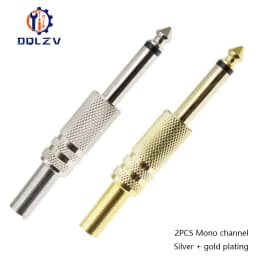 Gilding 6.35MM Jack Plug Male Mono Audio Connector Adapter 1/4Inch Male Soldering Audio Stereo Connectors