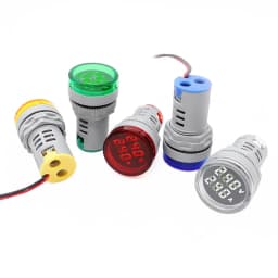 Round LED Dual Display AC Amp Volt Mini Digital AC 20-500v Indicator Voltmeter Ammeter 0-100A Panel Meter
