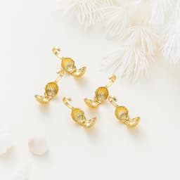 20pcs/lot 14K 18K Gold Color Shell Shape Necklace Calotte Cover Beads With Hook End Crimp Beads For DIY Jewelry Making Supplies