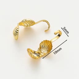 20pcs/lot 14K 18K Gold Color Shell Shape Necklace Calotte Cover Beads With Hook End Crimp Beads For DIY Jewelry Making Supplies