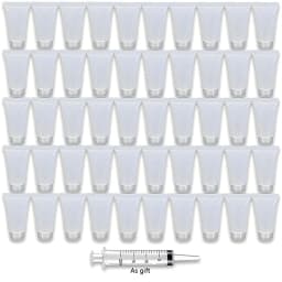 50Pcs 5/10/15ml Frosted Soft Tube With Screw Lid Empty Lotion Squeeze Bottle Refillable Cosmetic Cream Container With Syringe