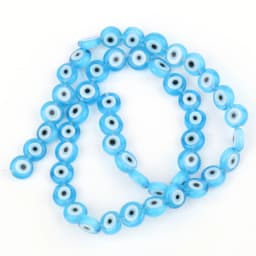 6/8/10mm Evil Eye Millefiori Lampwork Glazed Glass Bead AB Colors Flat Round Disc Beads for Jewelry Making Bracelets Accessories