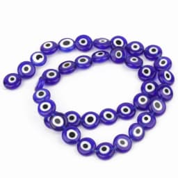 6/8/10mm Evil Eye Millefiori Lampwork Glazed Glass Bead AB Colors Flat Round Disc Beads for Jewelry Making Bracelets Accessories