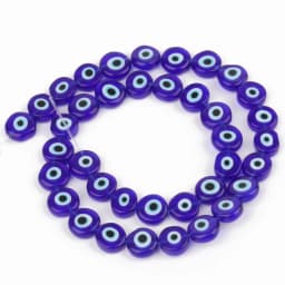 6/8/10mm Evil Eye Millefiori Lampwork Glazed Glass Bead AB Colors Flat Round Disc Beads for Jewelry Making Bracelets Accessories