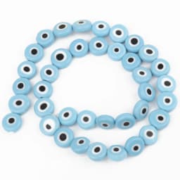 6/8/10mm Evil Eye Millefiori Lampwork Glazed Glass Bead AB Colors Flat Round Disc Beads for Jewelry Making Bracelets Accessories