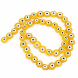 6/8/10mm Evil Eye Millefiori Lampwork Glazed Glass Bead AB Colors Flat Round Disc Beads for Jewelry Making Bracelets Accessories