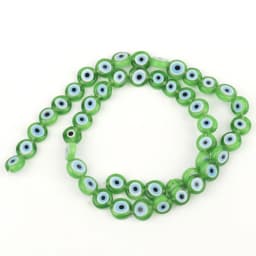 6/8/10mm Evil Eye Millefiori Lampwork Glazed Glass Bead AB Colors Flat Round Disc Beads for Jewelry Making Bracelets Accessories