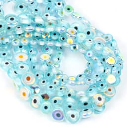 6/8/10mm Evil Eye Millefiori Lampwork Glazed Glass Bead AB Colors Flat Round Disc Beads for Jewelry Making Bracelets Accessories