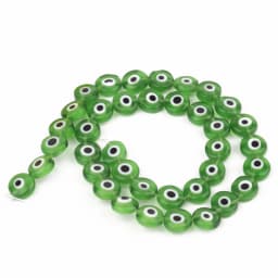 6/8/10mm Evil Eye Millefiori Lampwork Glazed Glass Bead AB Colors Flat Round Disc Beads for Jewelry Making Bracelets Accessories