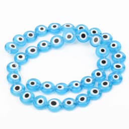 6/8/10mm Evil Eye Millefiori Lampwork Glazed Glass Bead AB Colors Flat Round Disc Beads for Jewelry Making Bracelets Accessories