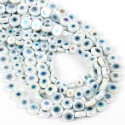 6/8/10mm Evil Eye Millefiori Lampwork Glazed Glass Bead AB Colors Flat Round Disc Beads for Jewelry Making Bracelets Accessories