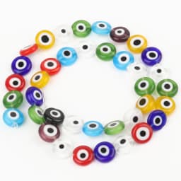 6/8/10mm Evil Eye Millefiori Lampwork Glazed Glass Bead AB Colors Flat Round Disc Beads for Jewelry Making Bracelets Accessories