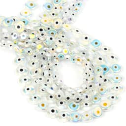 6/8/10mm Evil Eye Millefiori Lampwork Glazed Glass Bead AB Colors Flat Round Disc Beads for Jewelry Making Bracelets Accessories