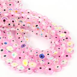6/8/10mm Evil Eye Millefiori Lampwork Glazed Glass Bead AB Colors Flat Round Disc Beads for Jewelry Making Bracelets Accessories