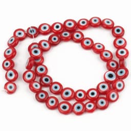 6/8/10mm Evil Eye Millefiori Lampwork Glazed Glass Bead AB Colors Flat Round Disc Beads for Jewelry Making Bracelets Accessories