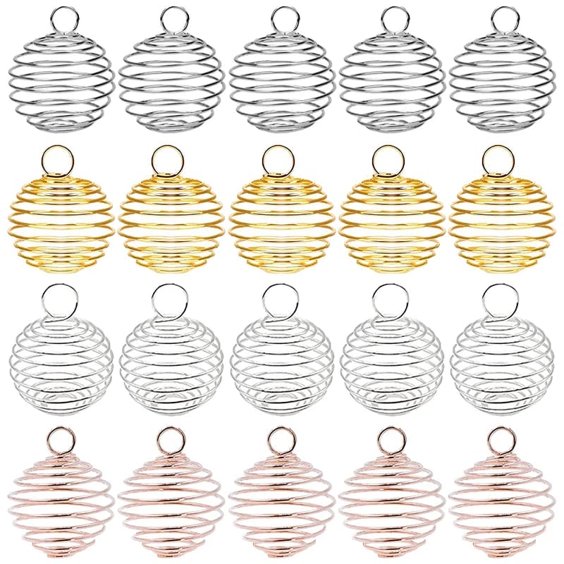 4 Color 9-25mm Spiral Bead Cages Pendants Holder Necklace Cage Pendants Findings For Diy Charms Crystals Stones Jewelry Making