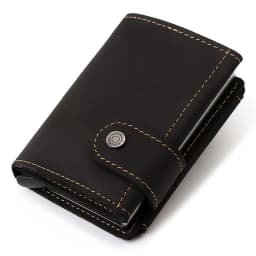 Vintage Crazy Horse Leather Men Wallets RFID Protection Mini Metal Card Holder Wallet Zipper Coin Pocket for Man