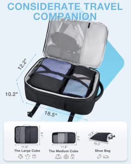 BAGSMART 17.3'' Laptop Backpack 4Pcs 40L Travel Cabin Backpack Airline Carry On Luggage Backpack Suitcase with Packing Cubes