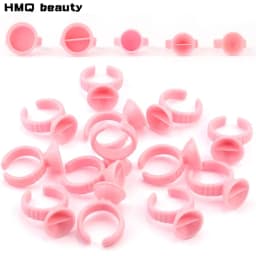 100pcs Disposable Glue Rings Plastic Permanent Makeup Pigment Holder Pallet For Tattoo Eyelash Extension Glue Divider Container