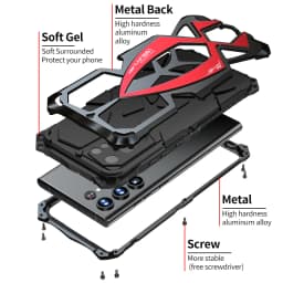 Luphie Rosdster Metal Armor Case for Galaxy S24 Ultra S23U S22U S21 Plus A72 A52 Military Grade Drop Protection Defender Cover